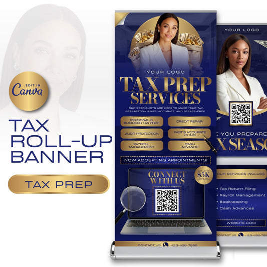 Tax Retractable Banners Editable Tax Prep Service Flyers, Tax Season Flyers, Income Tax Preparer Flyers, Accounting Services Flyers