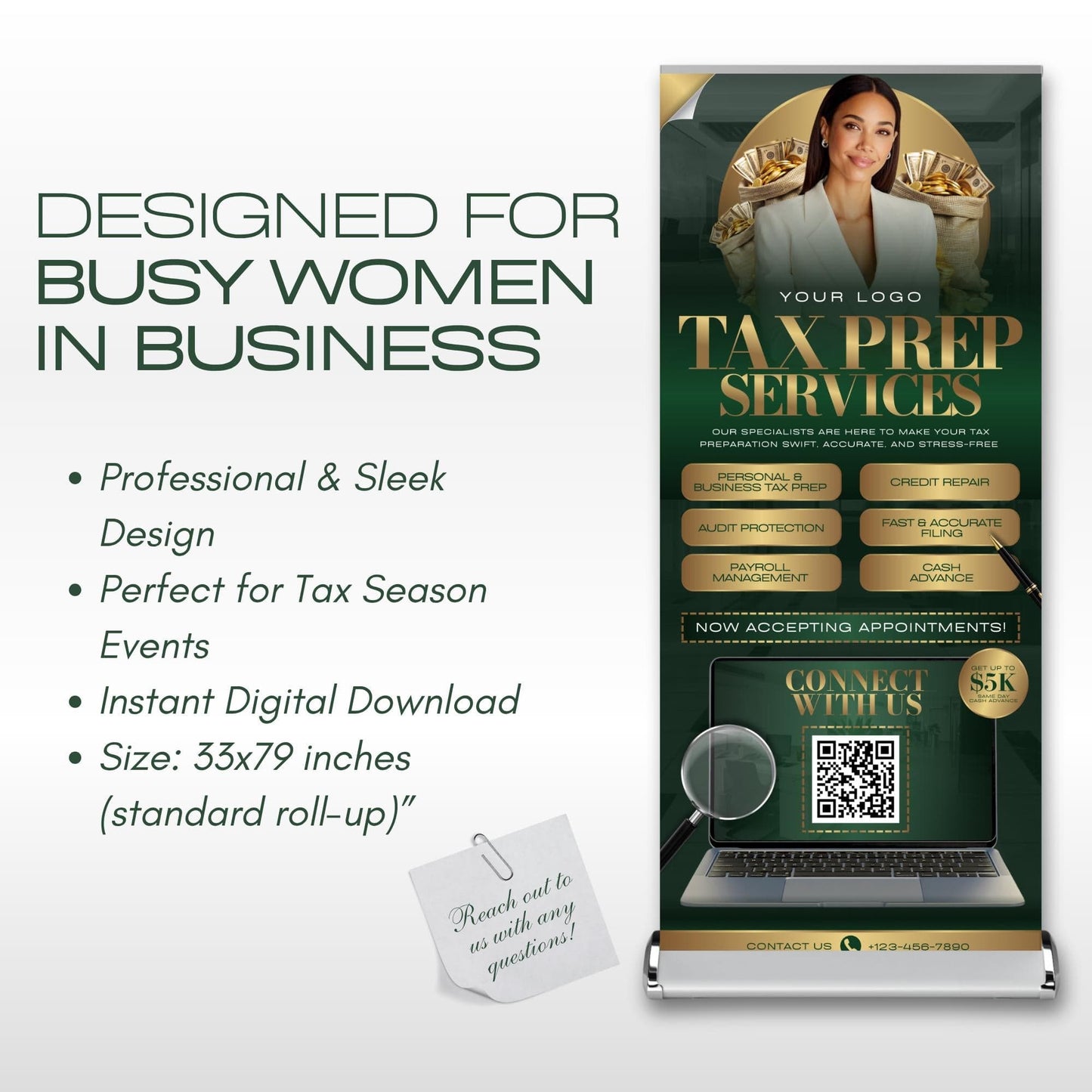 Tax Retractable Banners Editable Tax Prep Service Flyers, Tax Season Flyers, Income Tax Preparer Flyers, Accounting Services Flyers