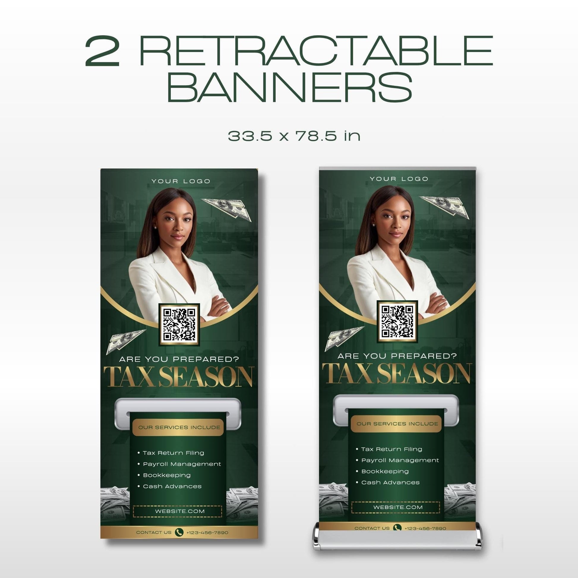 Tax Retractable Banners Editable Tax Prep Service Flyers, Tax Season Flyers, Income Tax Preparer Flyers, Accounting Services Flyers