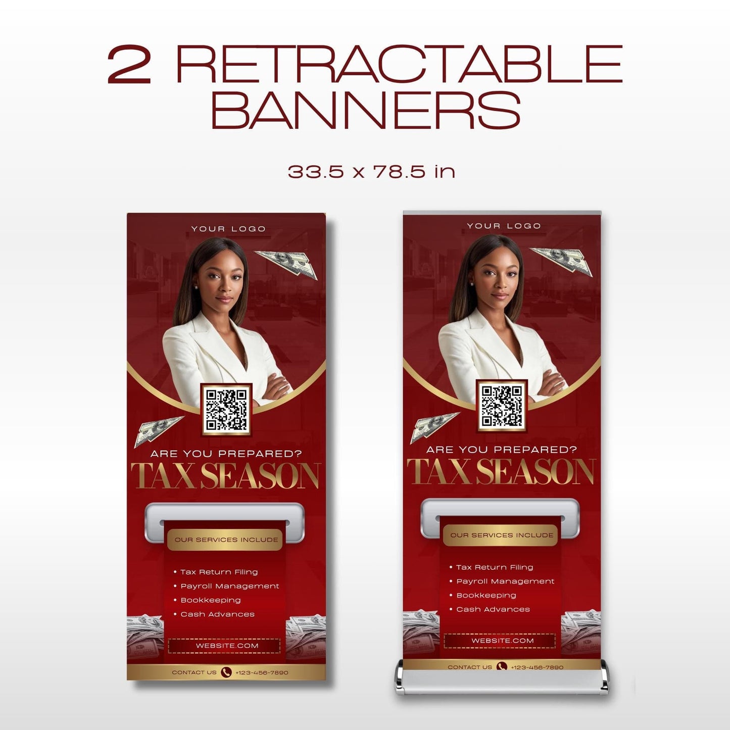 Tax Retractable Banners Editable Tax Prep Service Flyers, Tax Season Flyers, Income Tax Preparer Flyers, Accounting Services Flyers