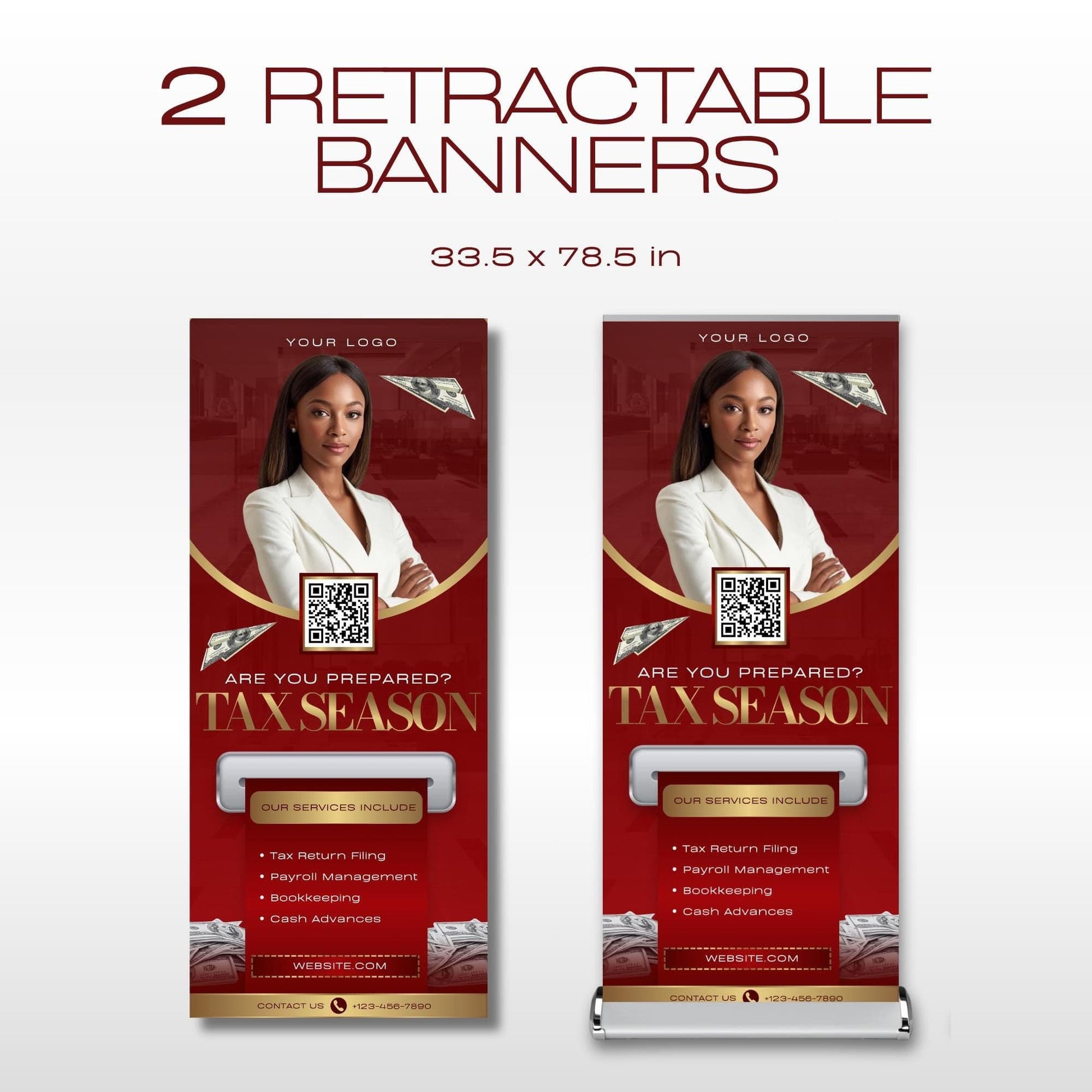 Tax Retractable Banners Editable Tax Prep Service Flyers, Tax Season Flyers, Income Tax Preparer Flyers, Accounting Services Flyers