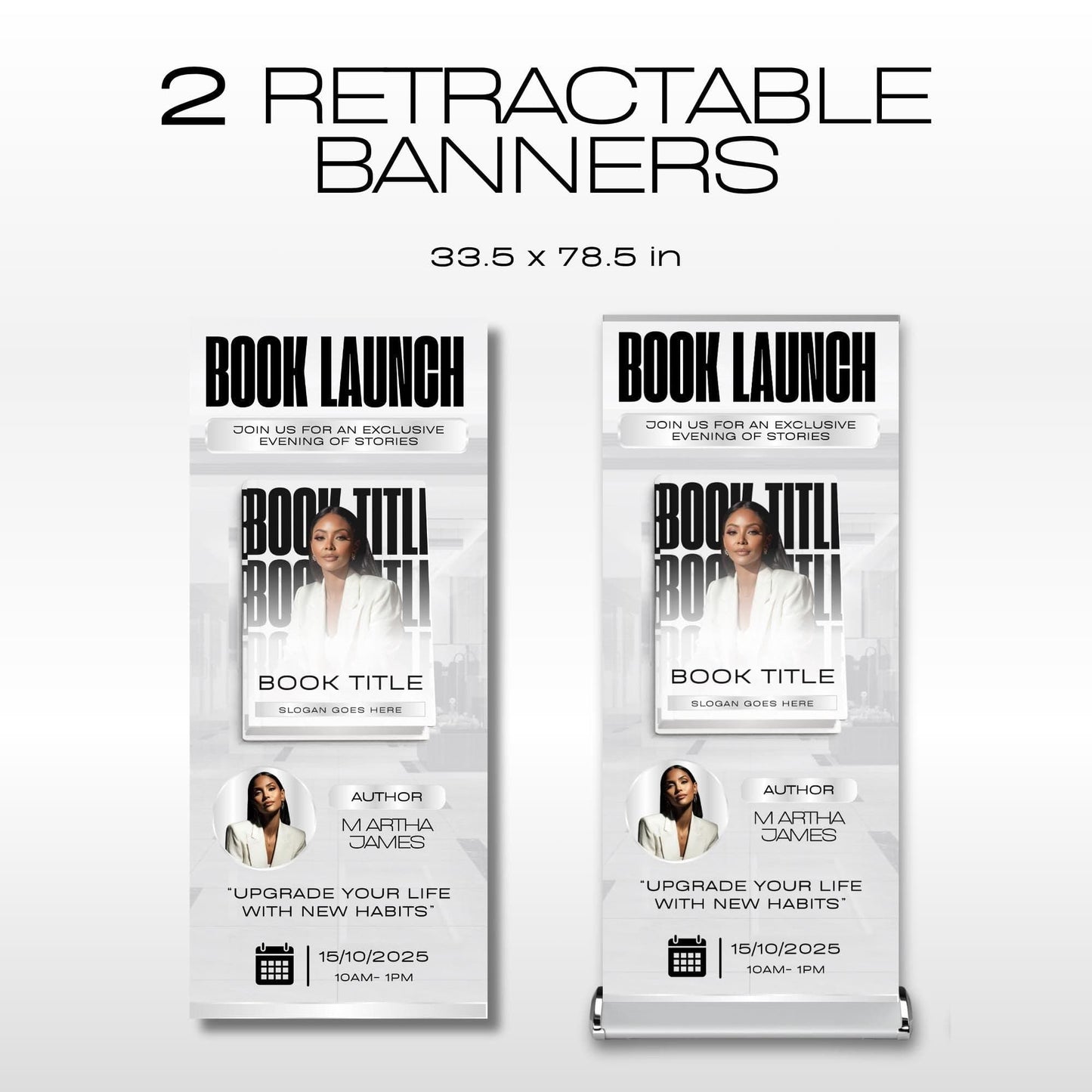 Author Retractable Banners Editable, Meet The Author, Author Book Launch Retractable, Editable Rollup Banner, Business Coaching Banner