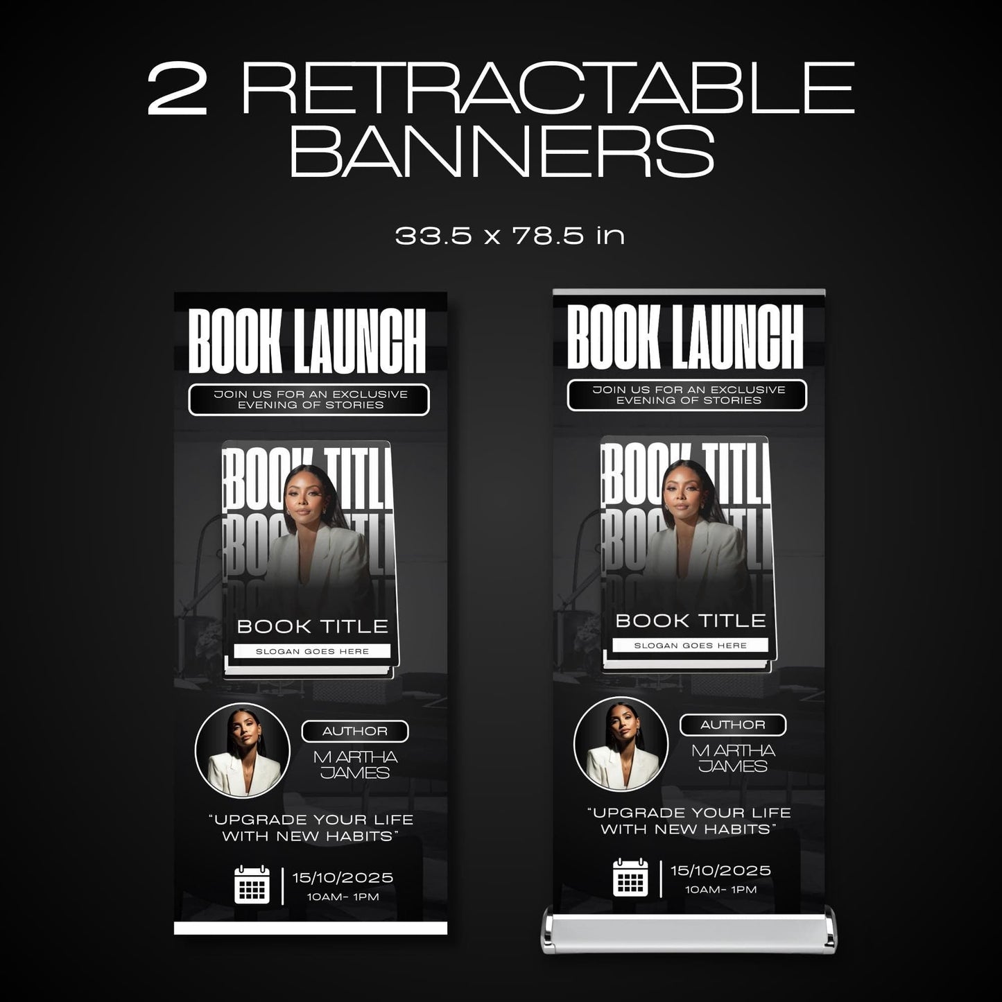 Author Retractable Banners Editable, Meet The Author, Author Book Launch Retractable, Editable Rollup Banner, Business Coaching Banner