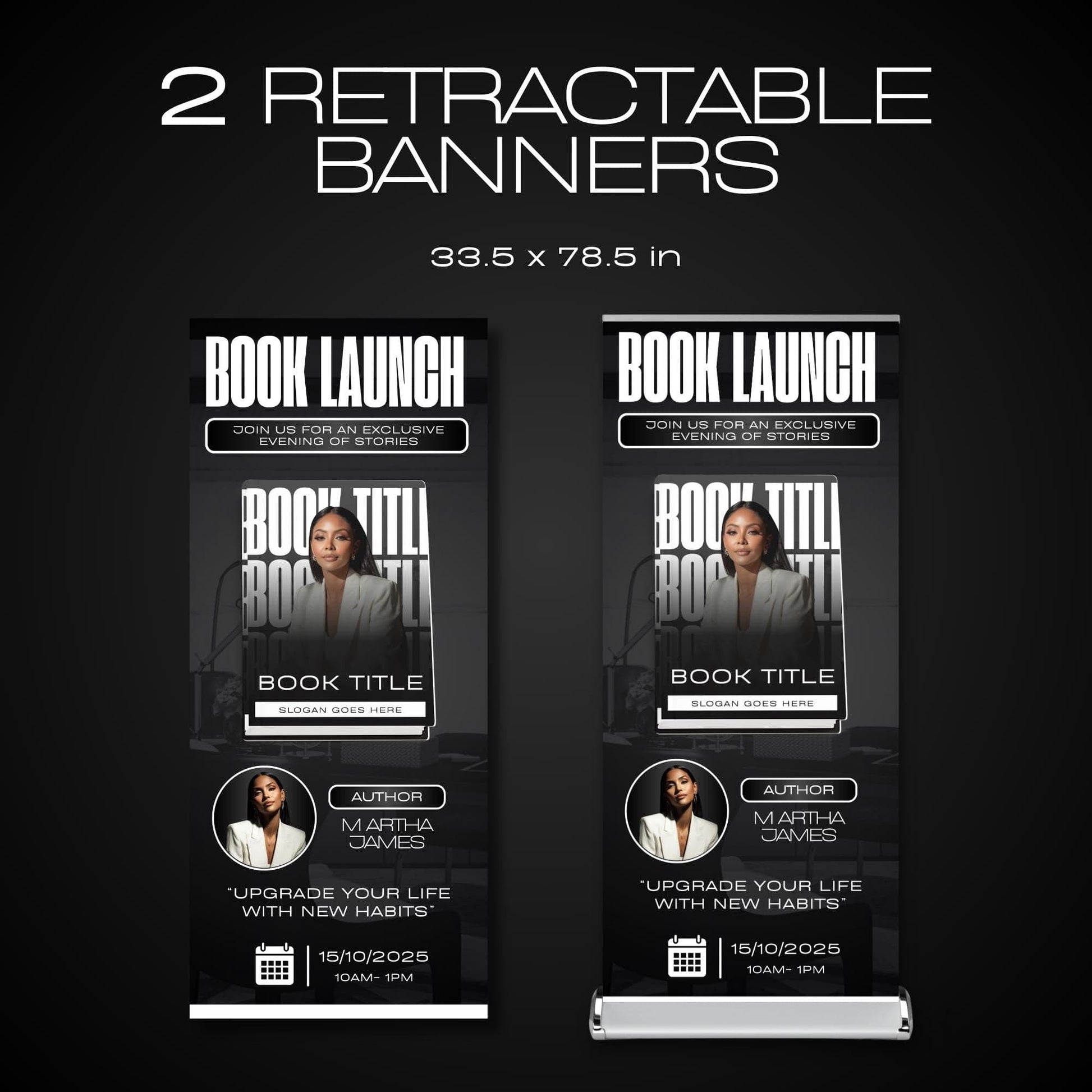 Author Retractable Banners Editable, Meet The Author, Author Book Launch Retractable, Editable Rollup Banner, Business Coaching Banner