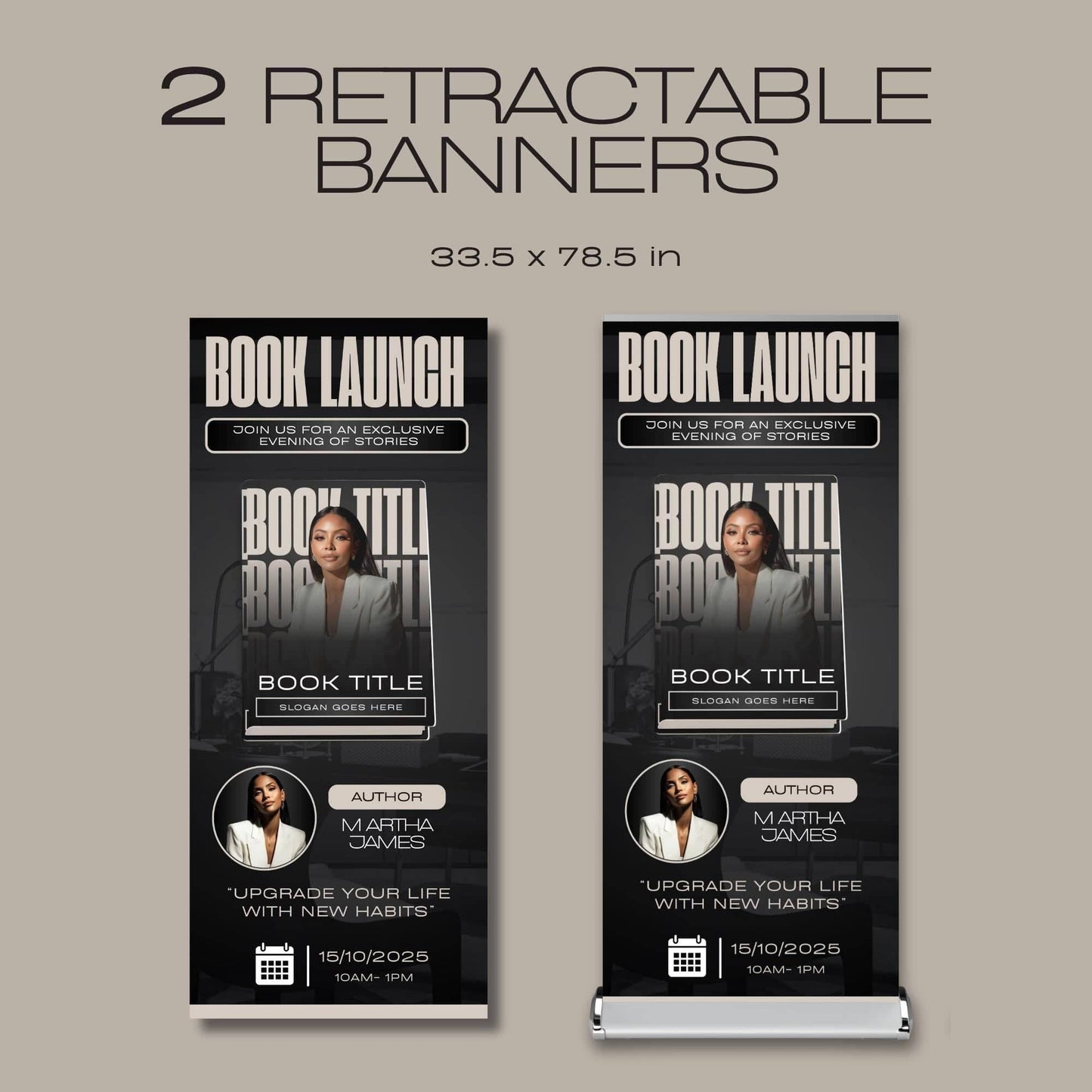Author Retractable Banners Editable, Meet The Author, Author Book Launch Retractable, Editable Rollup Banner, Business Coaching Banner
