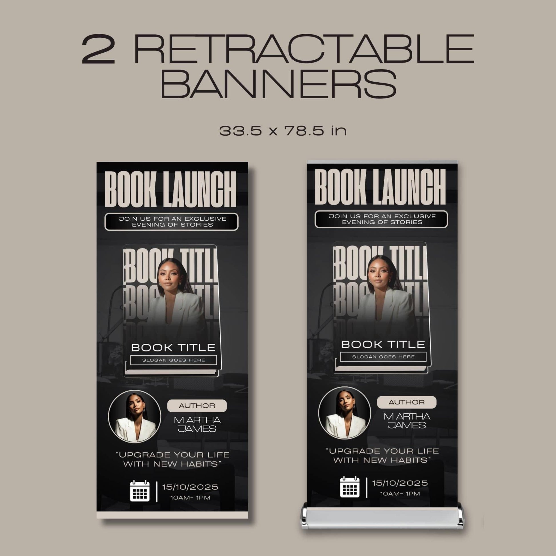 Author Retractable Banners Editable, Meet The Author, Author Book Launch Retractable, Editable Rollup Banner, Business Coaching Banner