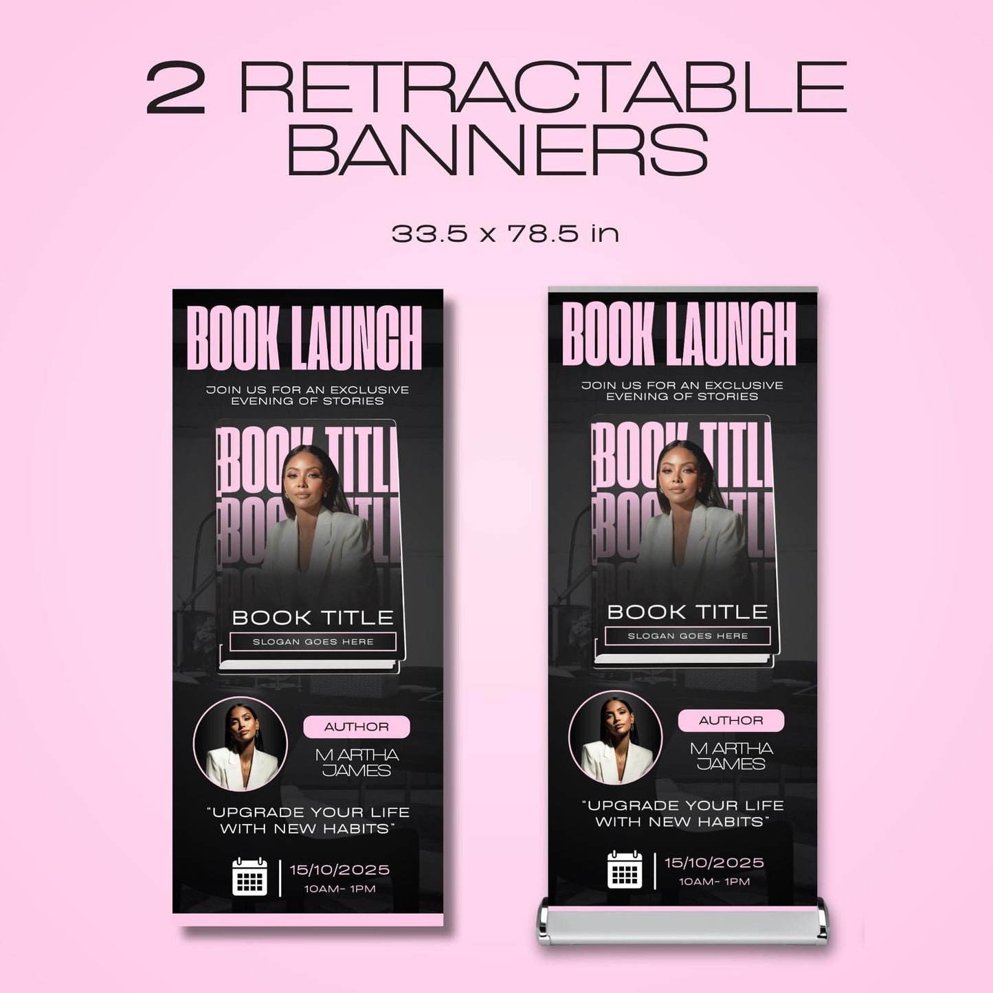 Author Retractable Banners Editable, Meet The Author, Author Book Launch Retractable, Editable Rollup Banner, Business Coaching Banner