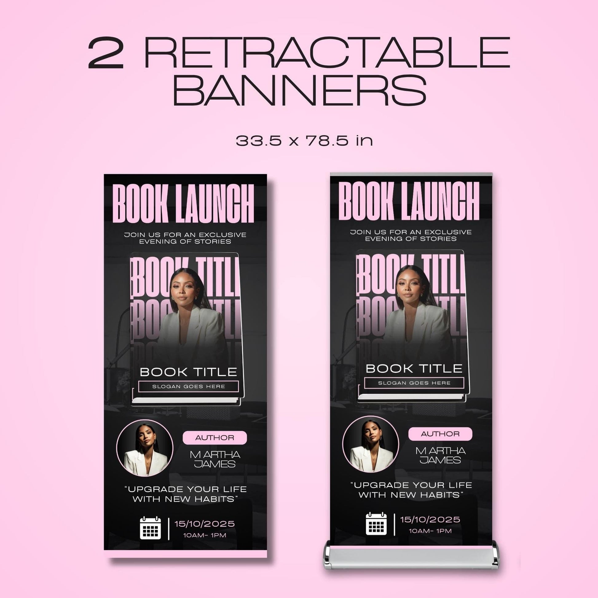 Author Retractable Banners Editable, Meet The Author, Author Book Launch Retractable, Editable Rollup Banner, Business Coaching Banner