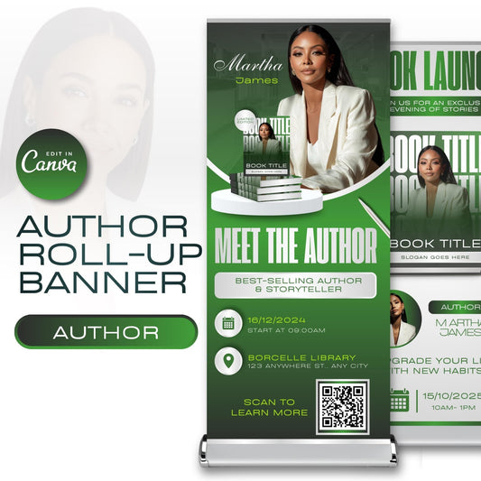 Author Retractable Banners Editable, Meet The Author, Author Book Launch Retractable, Editable Rollup Banner, Business Coaching Banner