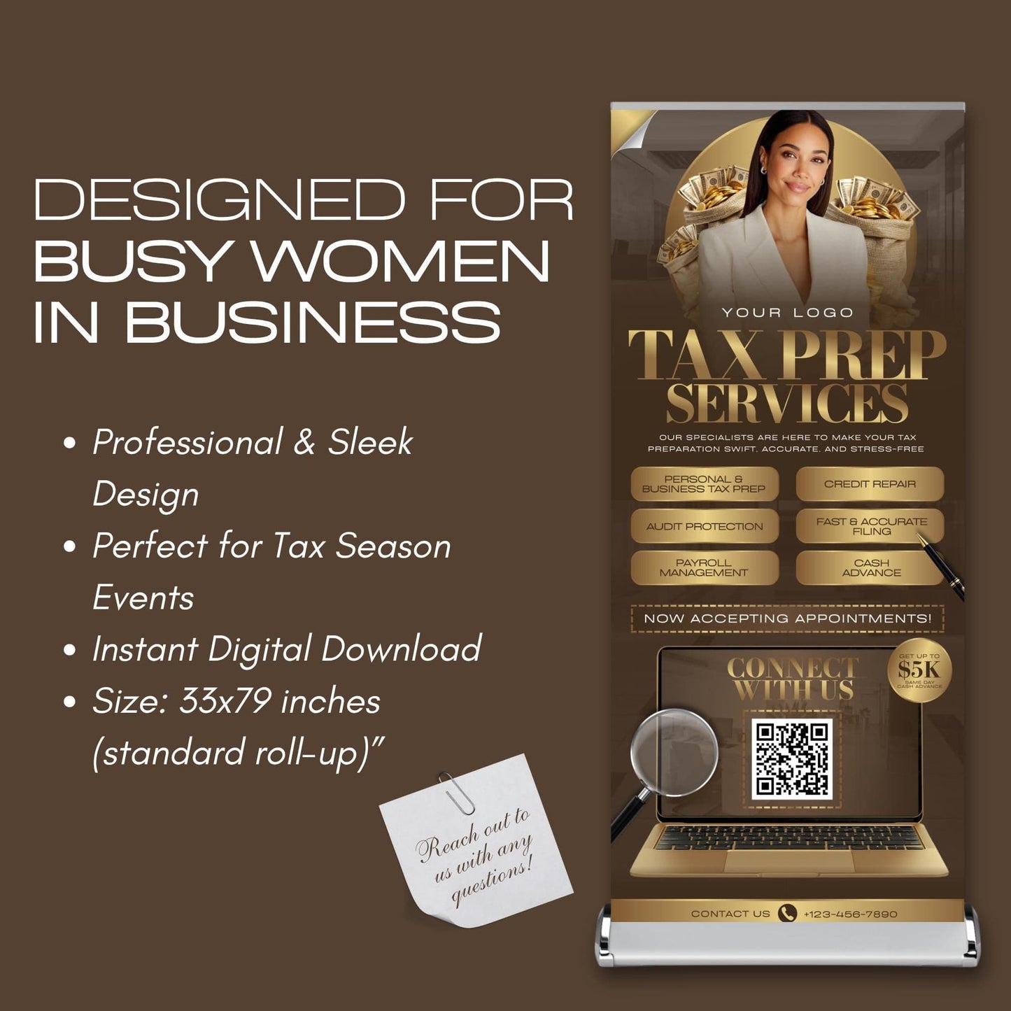 Tax Retractable Banners Editable Tax Prep Service Flyers, Tax Season Flyers, Income Tax Preparer Flyers, Accounting Services Flyers
