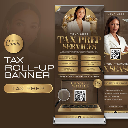 Tax Retractable Banners Editable Tax Prep Service Flyers, Tax Season Flyers, Income Tax Preparer Flyers, Accounting Services Flyers