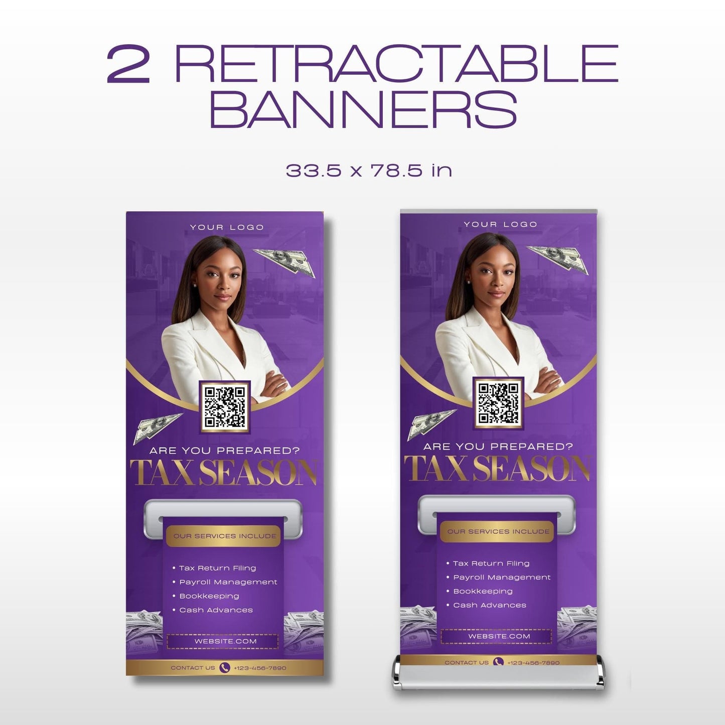 Tax Retractable Banners Editable Tax Prep Service Flyers, Tax Season Flyers, Income Tax Preparer Flyers, Accounting Services Flyers