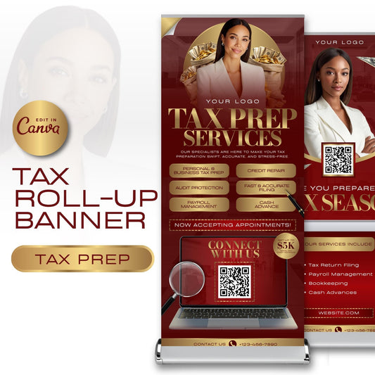 Tax Retractable Banners Editable Tax Prep Service Flyers, Tax Season Flyers, Income Tax Preparer Flyers, Accounting Services Flyers