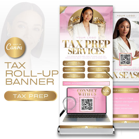 Tax Retractable Banners Editable Tax Prep Service Flyers, Tax Season Flyers, Income Tax Preparer Flyers, Accounting Services Flyers