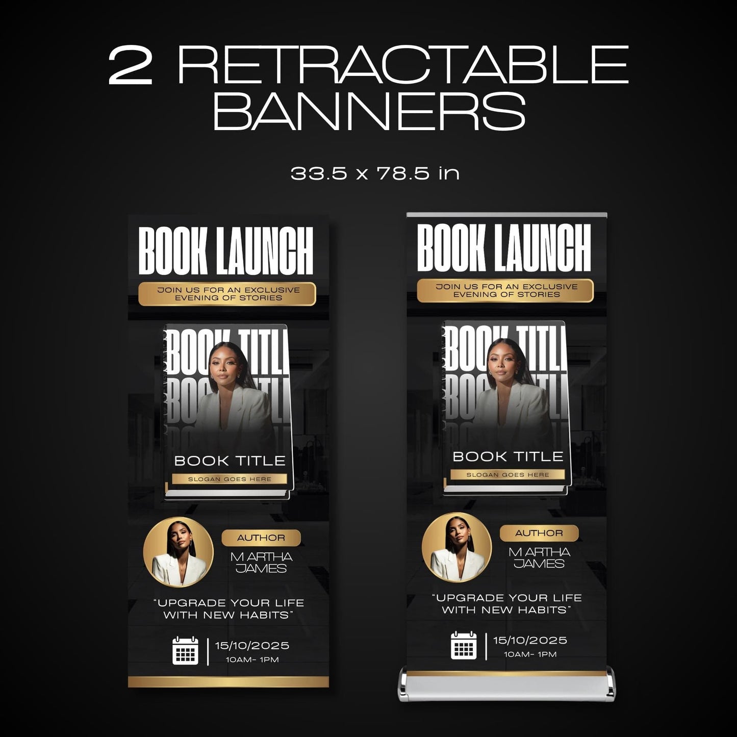 Author Retractable Banners Editable, Meet The Author, Author Book Launch Retractable, Editable Rollup Banner, Business Coaching Banner