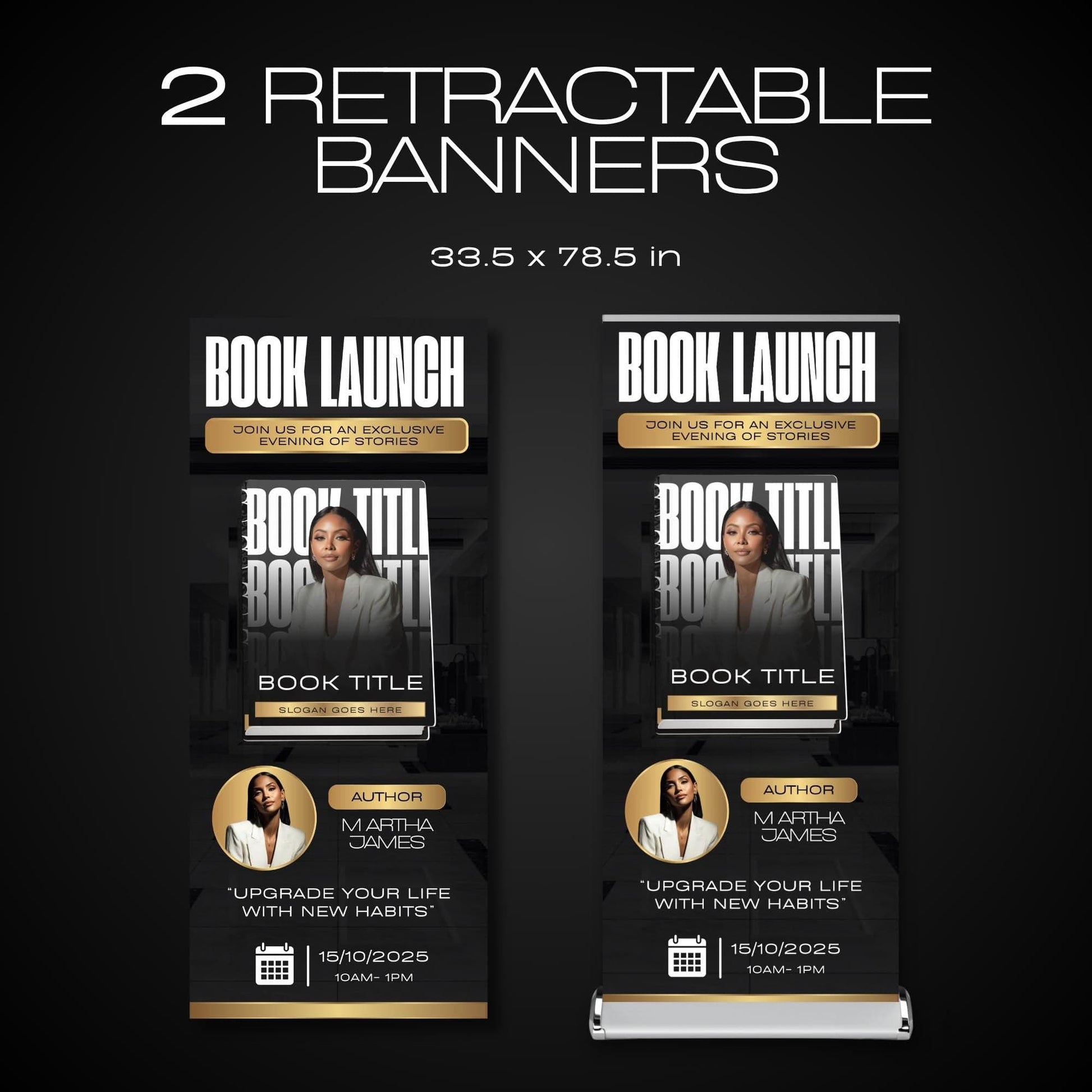 Author Retractable Banners Editable, Meet The Author, Author Book Launch Retractable, Editable Rollup Banner, Business Coaching Banner