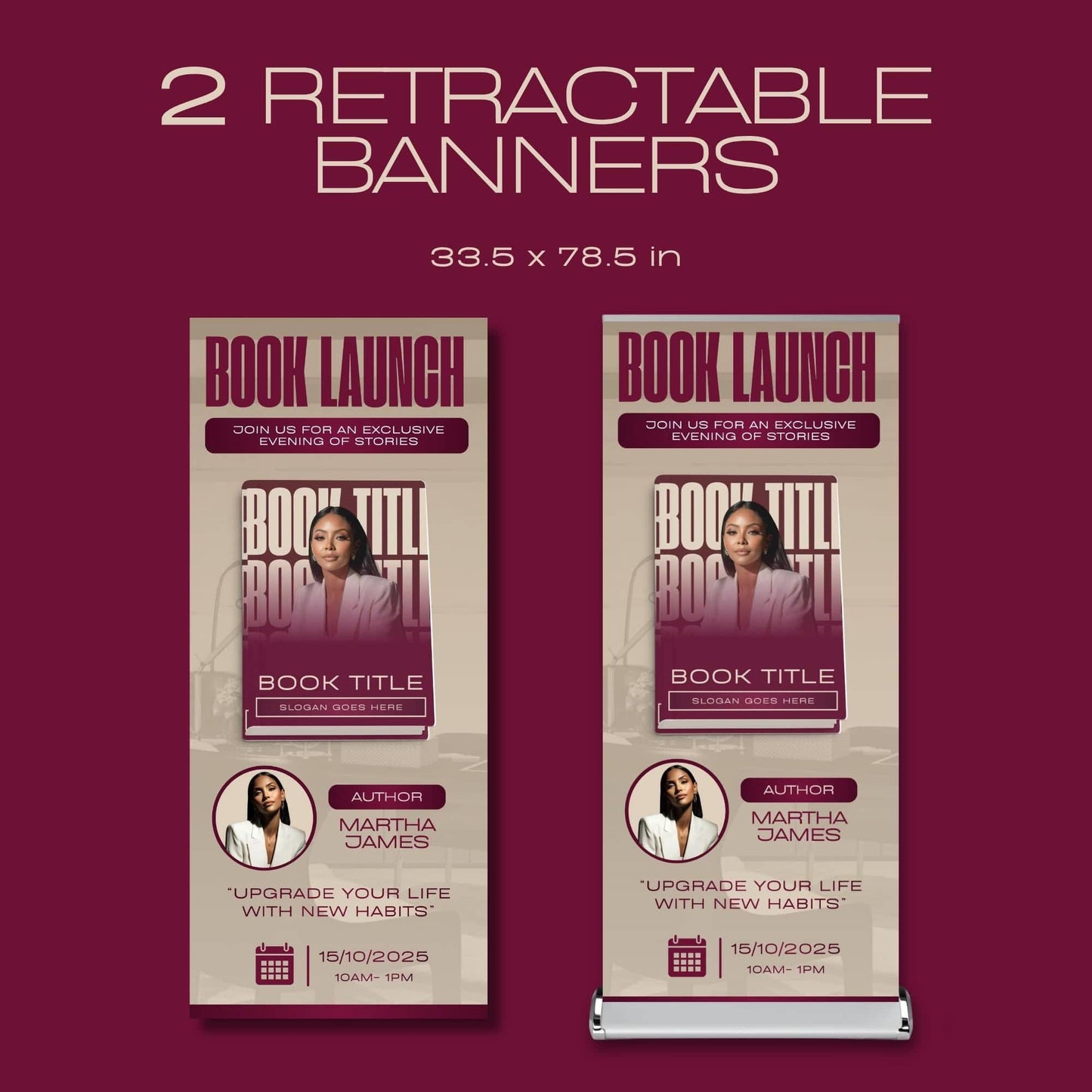 Author Retractable Banners Editable, Meet The Author, Author Book Launch Retractable, Editable Rollup Banner, Business Coaching Banner