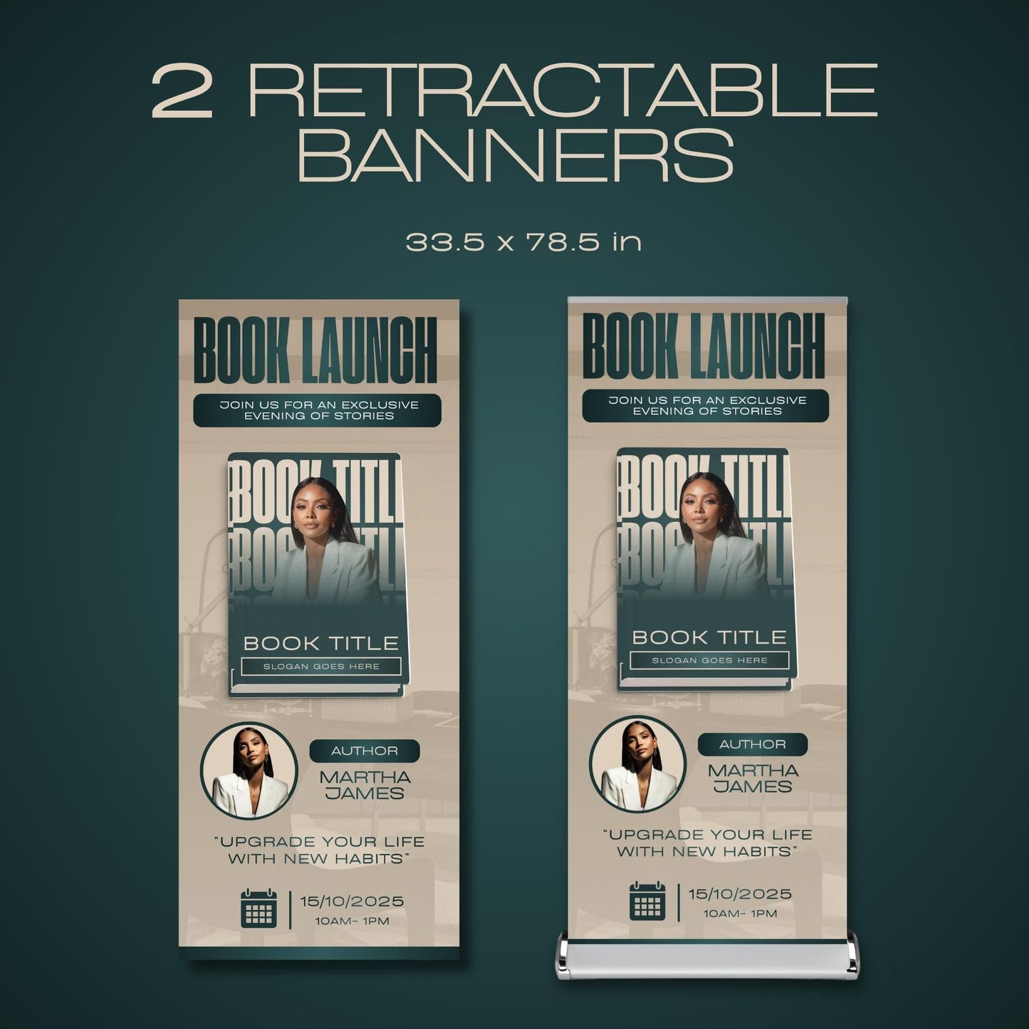 Author Retractable Banners Editable, Meet The Author, Author Book Launch Retractable, Editable Rollup Banner, Business Coaching Banner