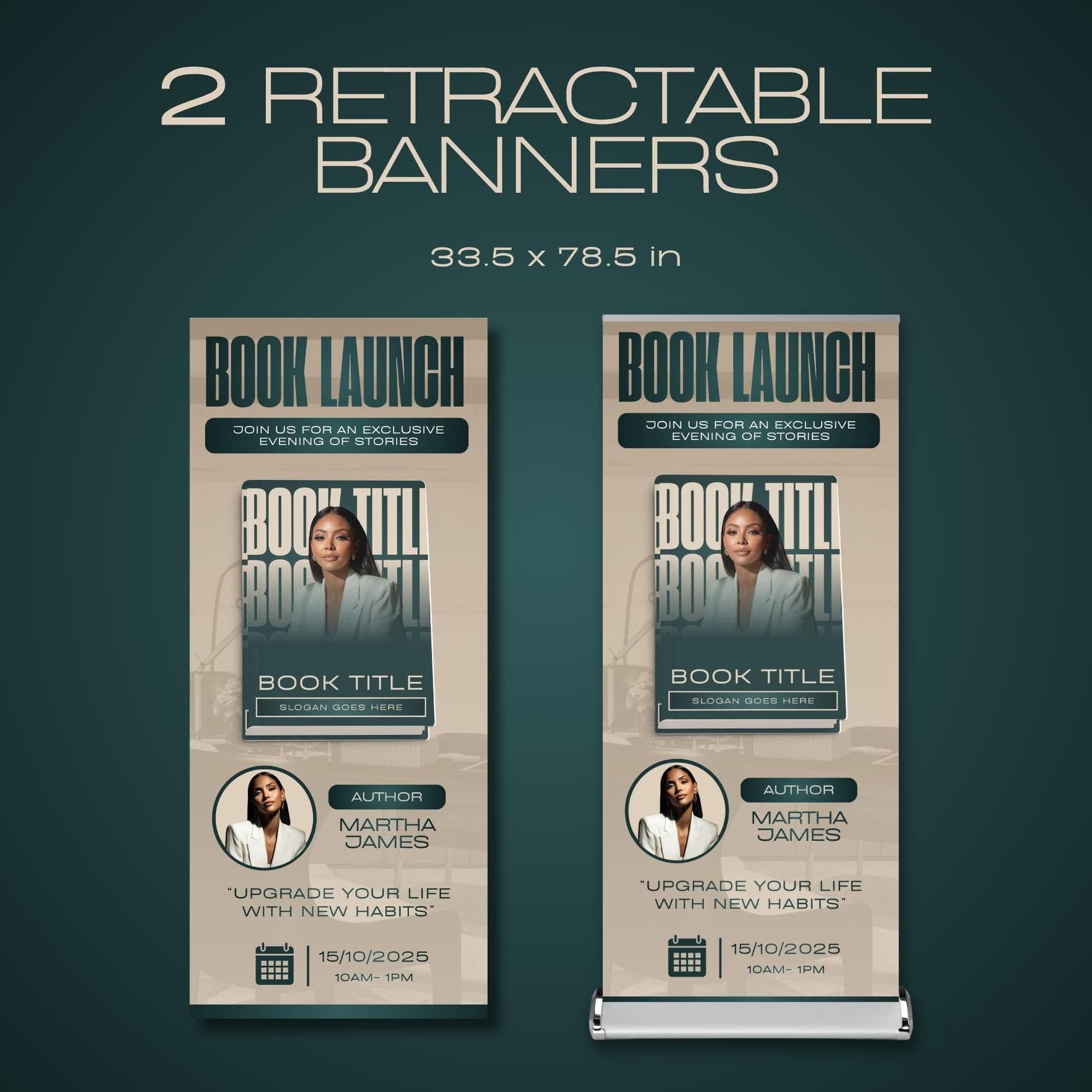 Author Retractable Banners Editable, Meet The Author, Author Book Launch Retractable, Editable Rollup Banner, Business Coaching Banner