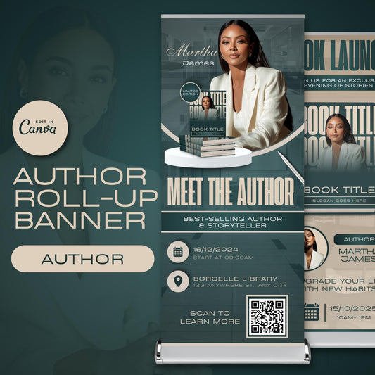Author Retractable Banners Editable, Meet The Author, Author Book Launch Retractable, Editable Rollup Banner, Business Coaching Banner
