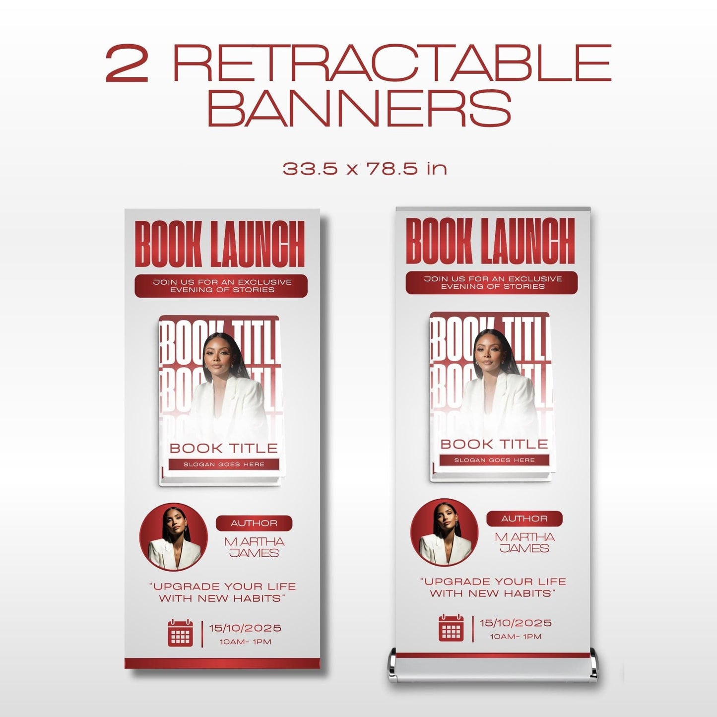 Author Retractable Banners Editable, Meet The Author, Author Book Launch Retractable, Editable Rollup Banner, Business Coaching Banner