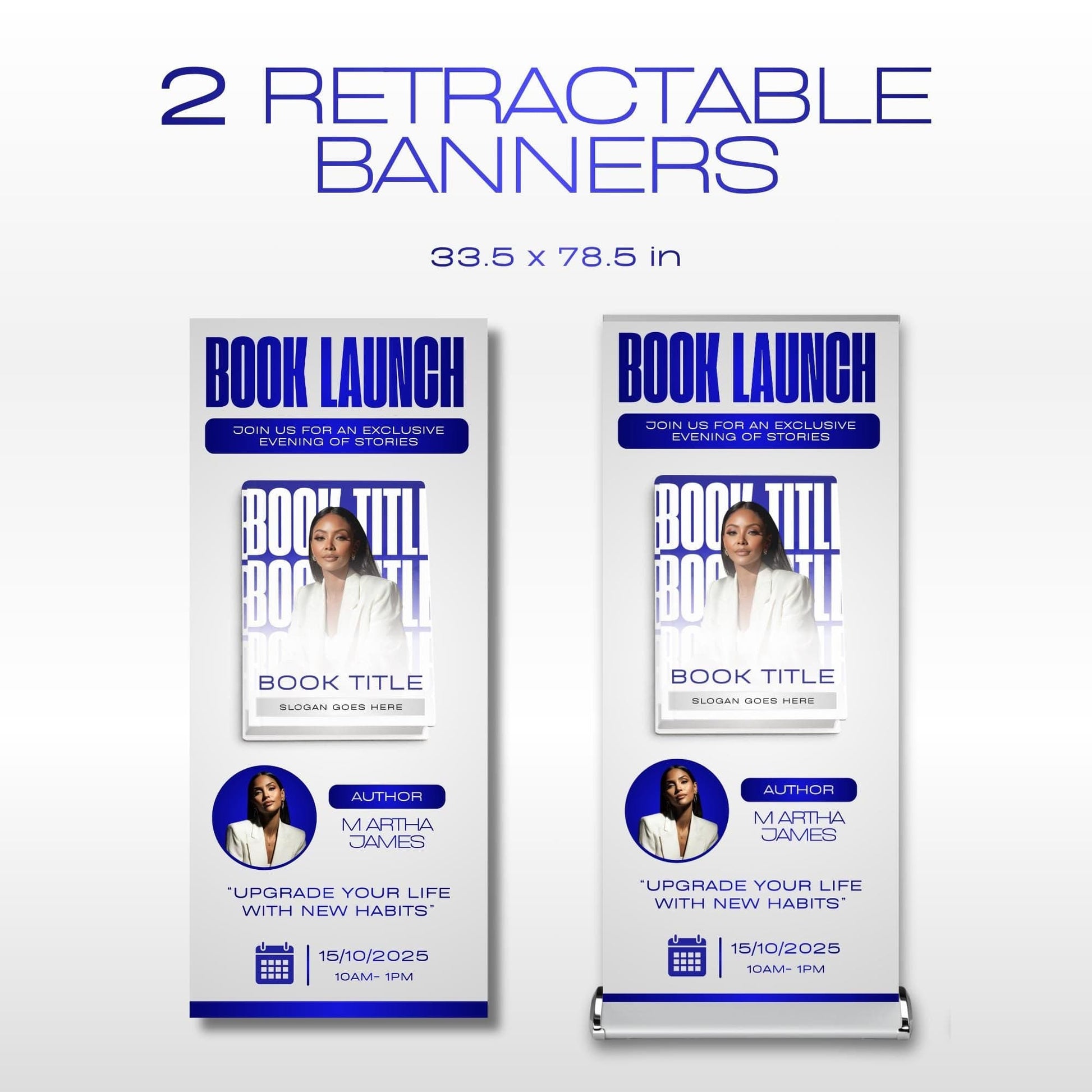 Author Retractable Banners Editable, Meet The Author, Author Book Launch Retractable, Editable Rollup Banner, Business Coaching Banner