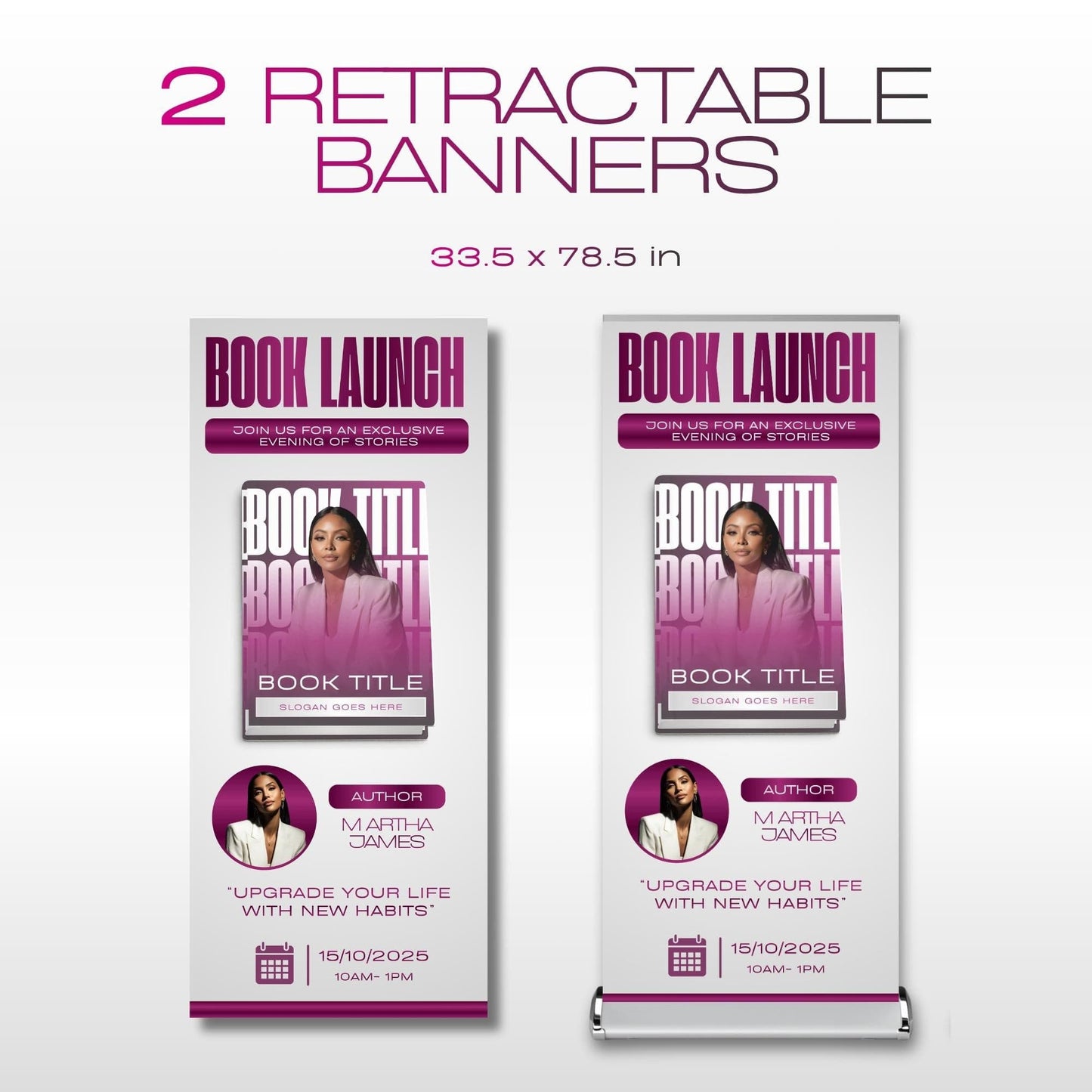 Author Retractable Banners Editable, Meet The Author, Author Book Launch Retractable, Editable Rollup Banner, Business Coaching Banner