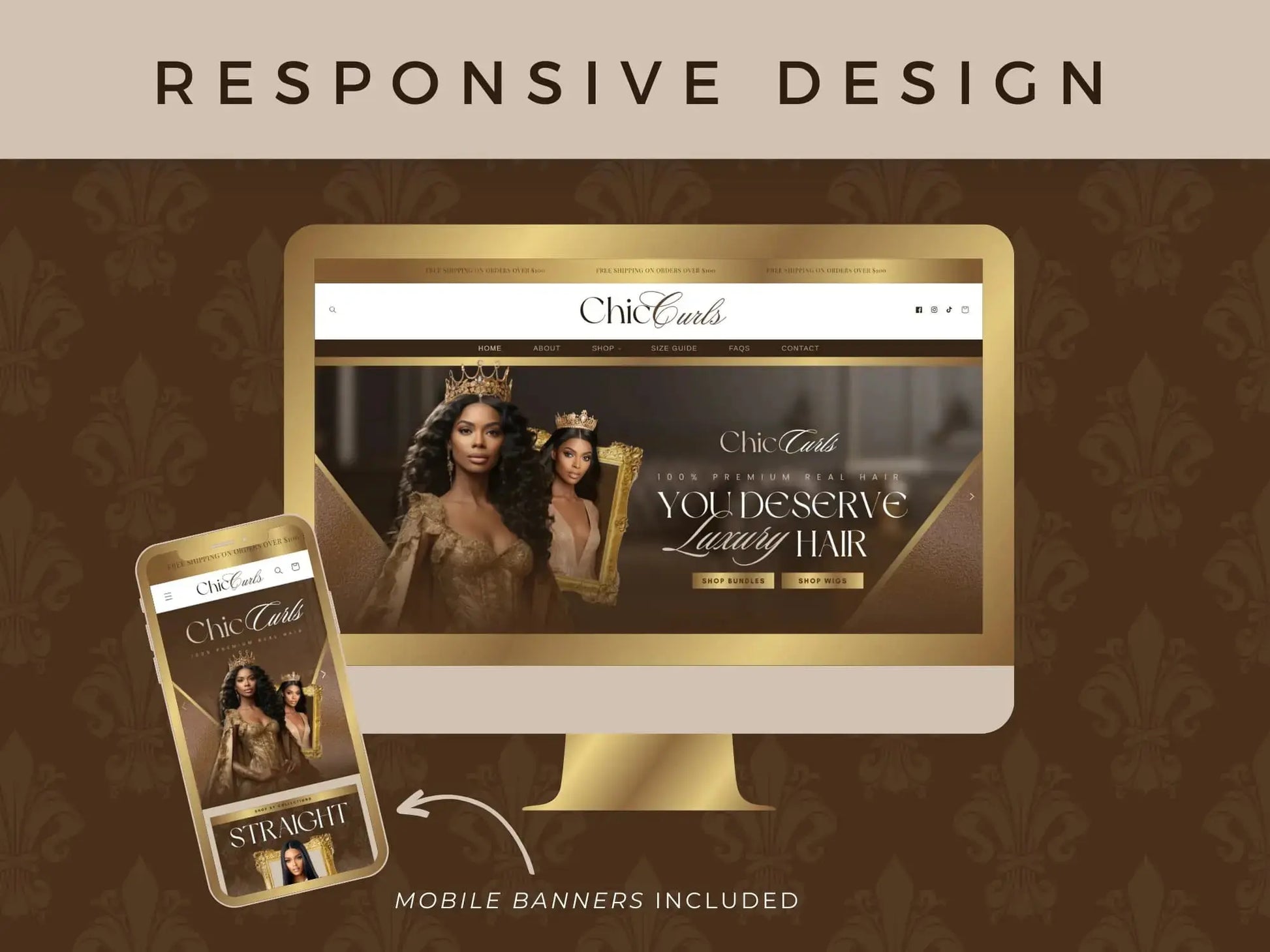 luxury gold brown hair responsive design