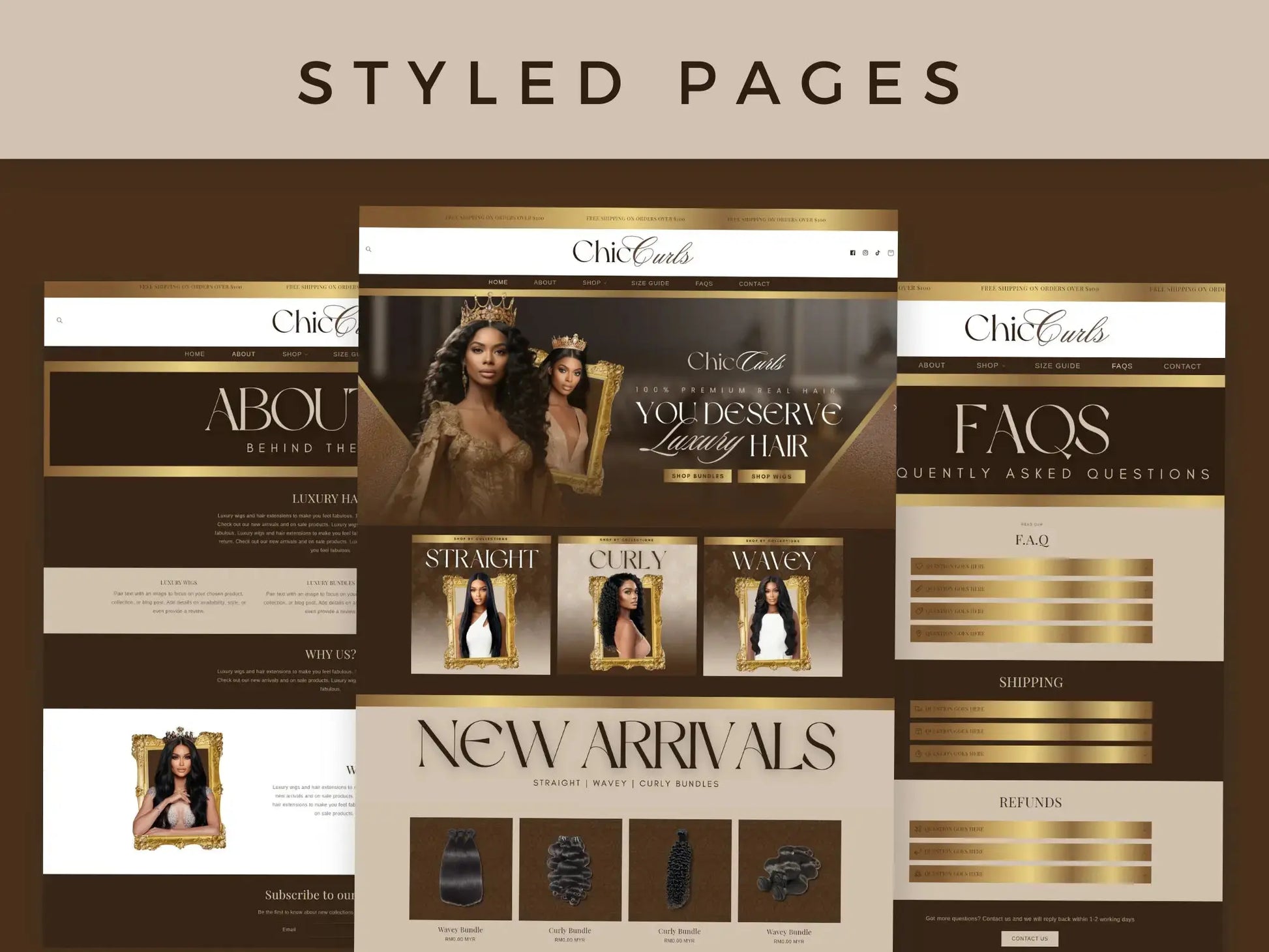 luxury gold brown hair styled pages