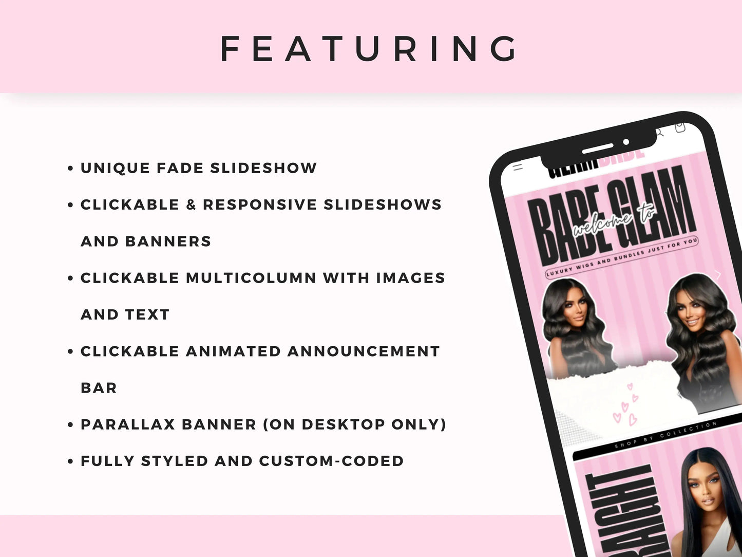 Pink Feminine Hair Salon Shopify Theme featuring