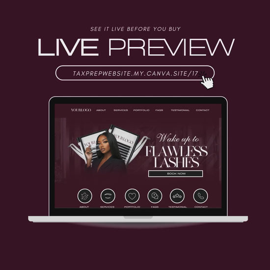 Lash Tech Website Template, Modern Web & Mobile Banners, Eyelash Extension Canva Editable Website for Lash Artists