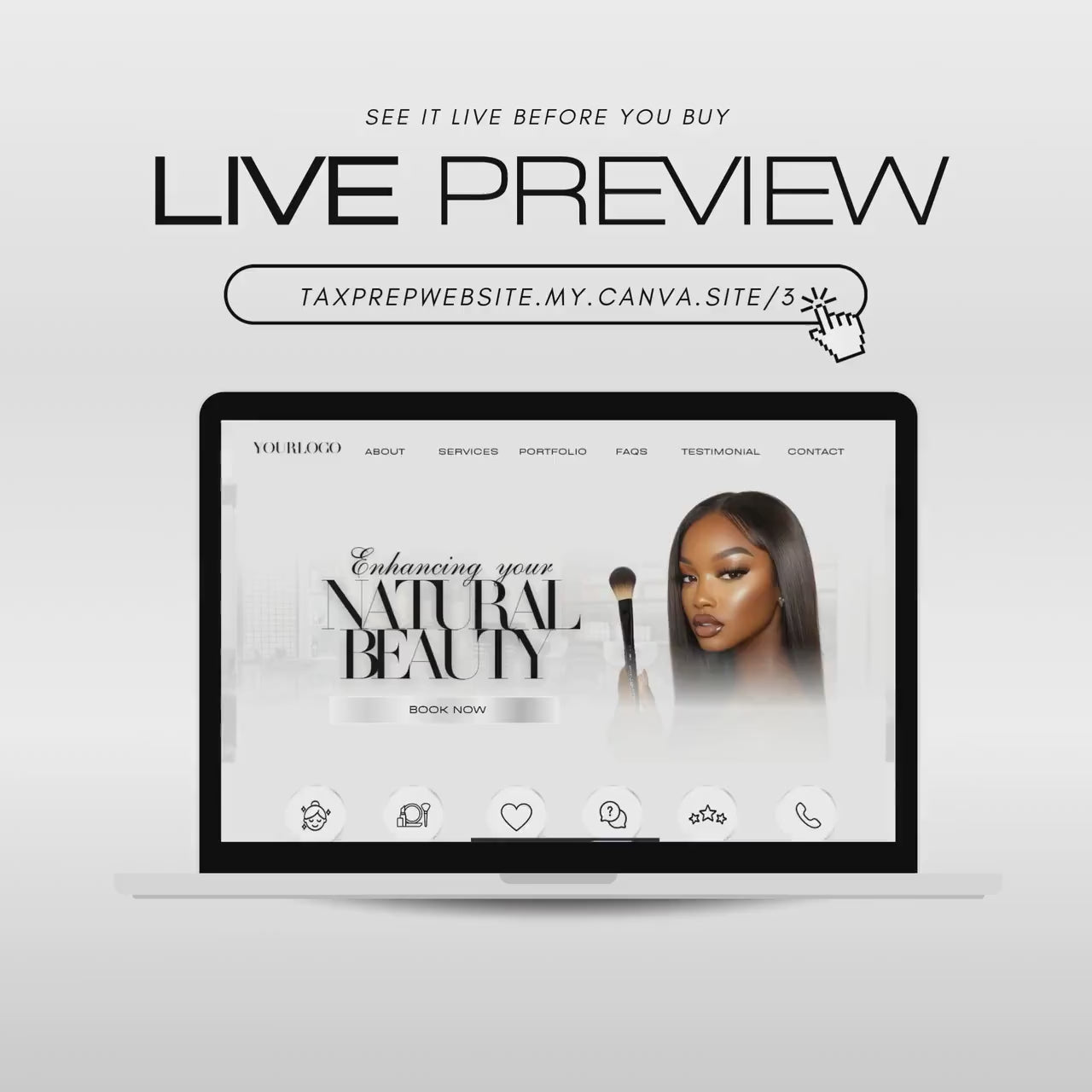 Makeup Artist Canva Website Template, MUA Editable Website Design, Beauty Business Online Site Templates