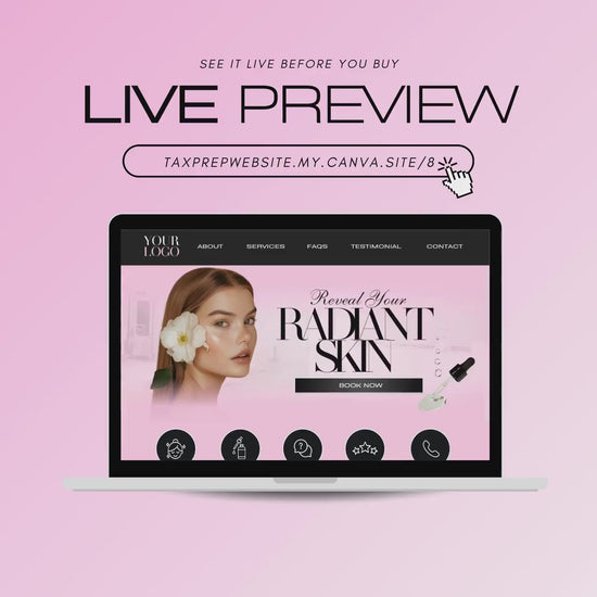 Skincare Website Template, Editable Canva Web Banners, Skincare banners, Skincare Site template,  skincare canva site