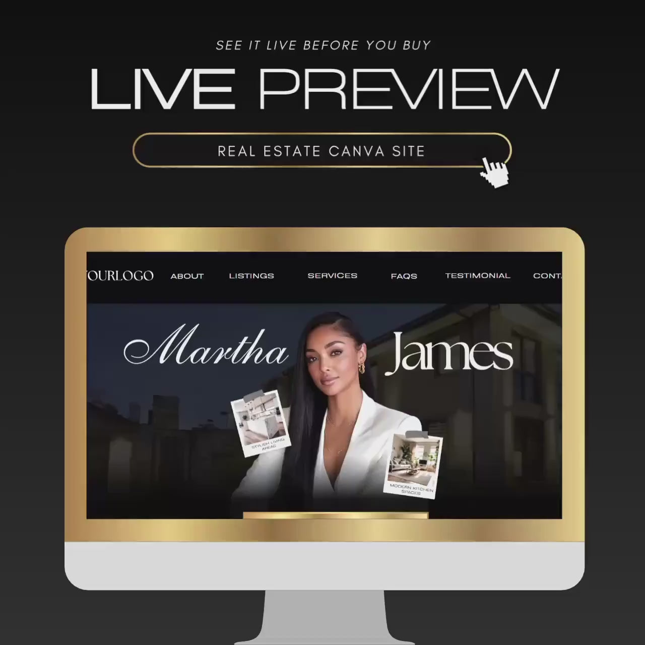 Real Estate Canva Website Template, Realtor Landing Page Design, Property Listing, For Sale & Just Listed Website Templates