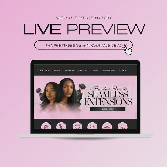 Hair Stylist Website Template, Hair Stylists Canva site, Hair Canva Banners, Hair Extensions Web Banners