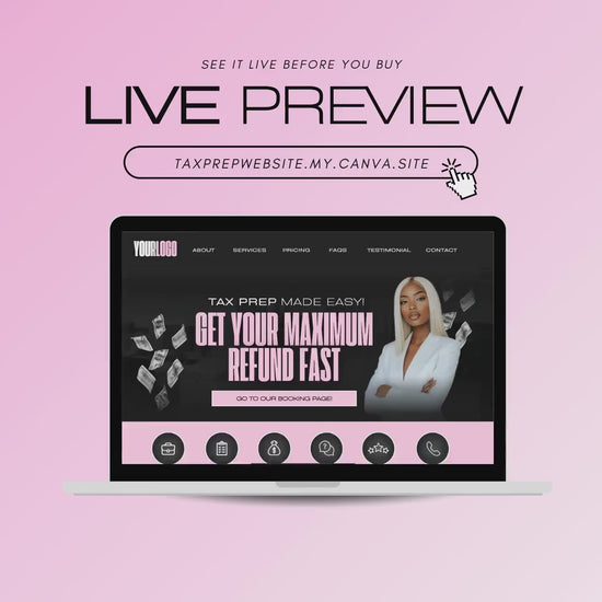 Tax Preparation Website Canva Template, Editable Accountant & Tax Service Site Design, Income Tax Business Website (Instant Download)