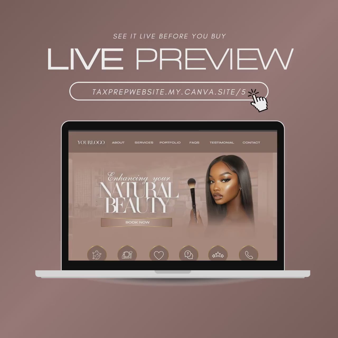 MUA Website Template, Editable Canva Makeup Artist Website Design, Modern Beauty Business Template