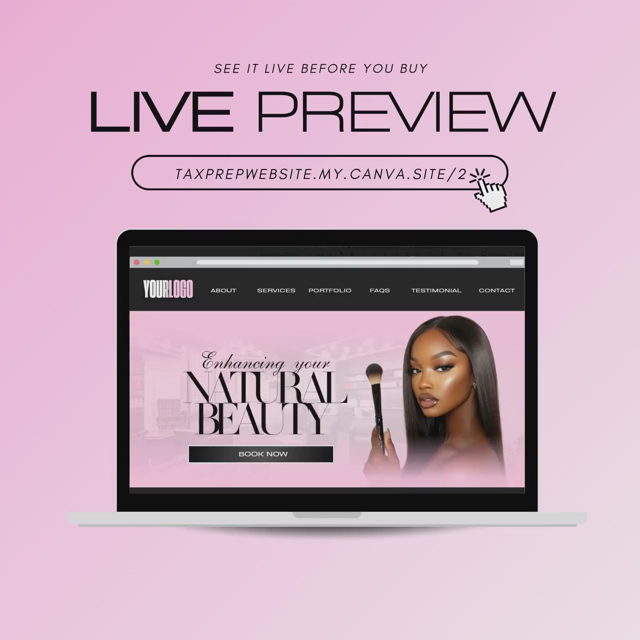 MUA Canva Website Template, Makeup Artist Website Design, Modern Beauty Business Editable Templates (Digital Download)