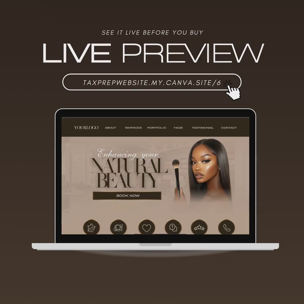 Makeup Artist Website Template, MUA Canva Website Design, Modern Beauty Business Editable Template